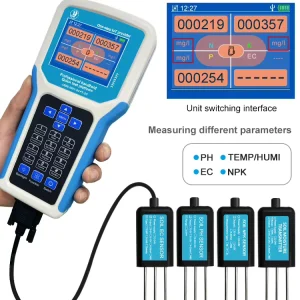 NANBEI Agriculture Soil Tester Portable Smart Sensor Measure NPK PH Moisture Temp Salinity for Soil Condition Testing