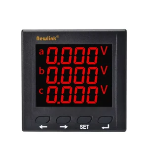 Newlink Three Phase Digital Voltmeter Ampere Meter Energy Measurement 0.5 Class Accuracy IP53 Rated RS485 LCD Display for Panel