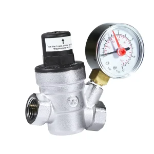 Nickel Plated Brass Hydraulic-Controlled Water Pressure Regulating Valve Pressure Gauge 1/2″ Port Size