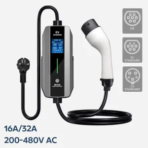 Nickel Plated Pins Smart Mobile Ev Charger 7kw Portable Ev Charger Electric Car Charger for Home