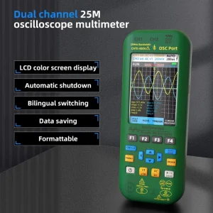 O7 Dual Channels Oscilloscope Multimeter AC DC Voltage Current Capacitance Resistance Diode Tester 25MHz 3.98” TFT Multimeter