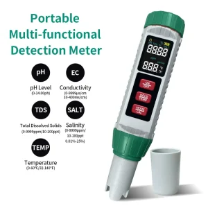 OEM ODM Multifunctional Water Quality Tester 5 in 1 EC TDS SALT PH TEMP Meter High Accuracy Automatic Temperature