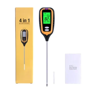 OEM Supported 4 in 1 Digital Soil Moisture pH Temperature Sunlight Tester for Garden Farm Lawn Plant with LCD Display