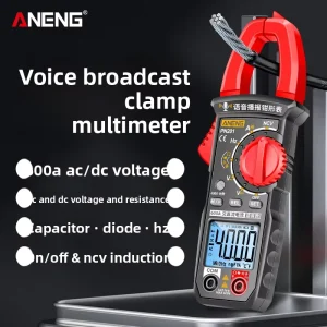 PN201 Voice Broadcast Digital Clamp Meter Multimeter AC DC 600A Anti-Burn