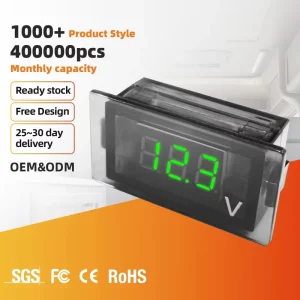 Panel Mount DC Digital Voltage Meter 2 Wire LED Digital Voltmeter DC Voltage Indicator Monitor for 12V 24V Vehicle Battery