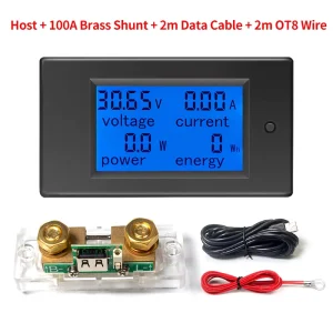 Peacefair LCD Display Digital Multimeter DC 6.5 100V Voltage Current Power Energy Meter with 100A Shunt Wattmeter