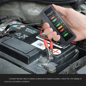 Portable 12V Car Motorcycle Battery Detector Handheld Vehicle Tools for Digital Battery Capacity & Voltage Testing