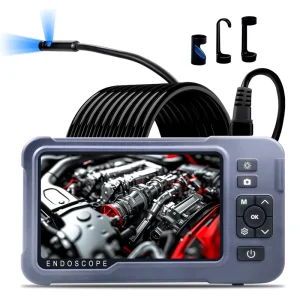 Portable Customized Industrial Endoscope 32GB 5” Screen Inspection Borescope 8mm Dual Lens IP67 1080P Type C Interface Camera