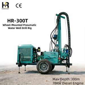 Portable Diesel Hydraulic 300m Deep Rotary Drilling Rig Borehole Water Well Drilling Machine with Pump Engine Core Components