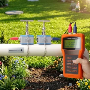 Portable Handheld Ultrasonic Flow Meter Battery Digital LCD Display Clamp on ±1% Accuracy for Industrial Field Flow Measurement