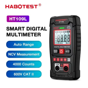 Portable Smart Digital Multimeter Auto Range Handheld 3 Digit Display 10A True RMS AC DC 600V CAT II