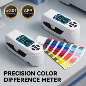 Precision Portable Colorimeter Digital Color Difference Meter for Plastic Paint Textile Testing ±0.01 Accuracy APP Sync