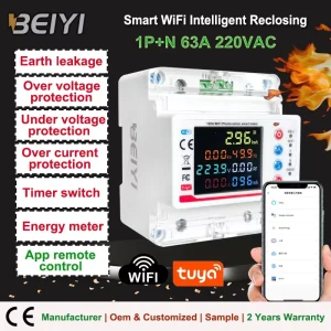 Prepayment 1 100A 220v 1p+n Smart Tuya WiFi Bidirectional Smart Energy Metering Overvoltage Undervoltage Leakage Protection