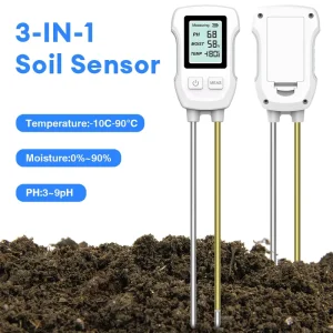 Professional Garden Soil Meter High Accuracy Mini Monitor for PH Temperature Humidity Moisture Grass Flowers Soil Made Plastic
