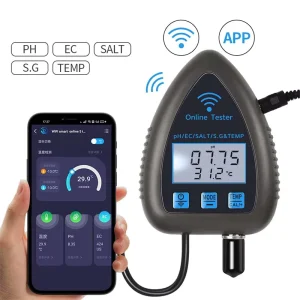 Professional Water TDC EC S.G. Temperature Salt Monitor 5 in 1 Digital PH Meter for Aquarium Agriculture Pool