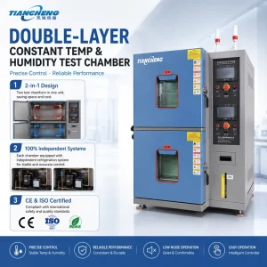 Programmable -70C to 150C Double-Deck Environmental Test Chamber with PLC Touch Screen