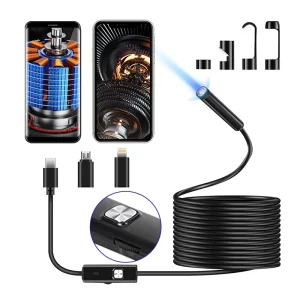 Rigid Flexible IP67 Waterproof 2MP HD 2-10cm Focal Length 68 Field View MP4 Video 8LED Lights IOS/Android Industrial Endoscope