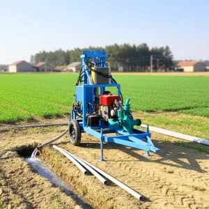 Rotary Power Head 200m Water Well Drilling Rig with Mud Pump Self Drive Mini Water Well Borehole Drill Machine