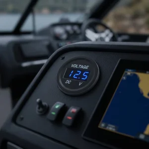 Round Digital DC Voltmeter Blue LED Display Waterproof Panel Mount DC Voltage Meter Gauge for Car Marine Boat 12V 24V