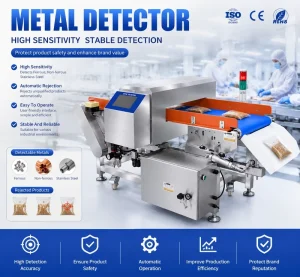 SA-1000 Conveyor Belt Metal Detector for Food Processing Industry CE Certified 304 Stainless Steel IP54 Rated Touch