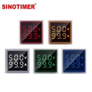 SINOTIMER ST17VA Square Voltage Current Meter Dual Display 500V 99.9A 5 Color Options ±2% Accuracy