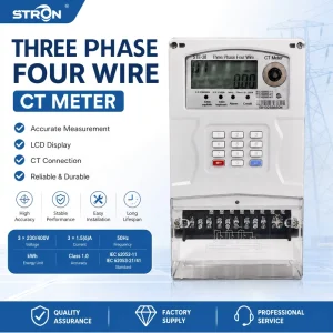 STE38-CT Three Phase CT Type STS Prepaid Smart Energy Meter Class 1.0 IP54 GPRS DLMS IEC62052 LCD 100A for Industry