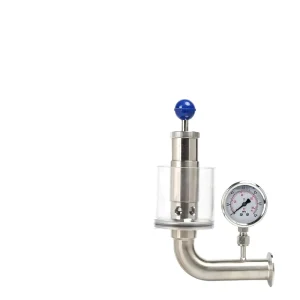 SUS304 Manual Check 1.5″ Tri Clamp Adjustable Pressure Relief Safety Valve 0.2 2.2 Bar Gas Sanitary Spunding Pressure Gauge