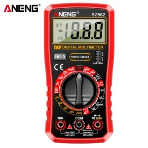 SZ852 Digital Multimeter 4 Digit Display 2000 Count AC DC Voltage Current Resistance Diode Transistor 600V 1.5V Battery
