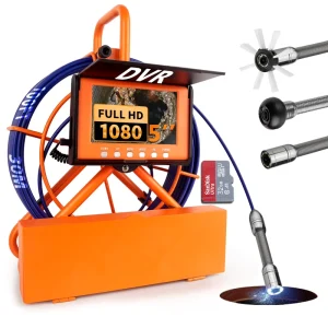 Sewer Camera 160FT/50M Pipe Inspection Borescope Endoscope IPS Screen 1080P High Definition CMOS IP68 Waterproof Industrial