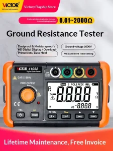 Shengli Grounding Resistance Tester VC4105A High Precision Digital Shake Meter Lightning Protection Soil Rate Element Measuring