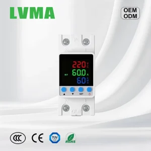 Single Phase 40A 63A 80A Triple Display Over Under Voltage Protector Adjustable Auto-Recovery DIN Rail Voltage Protection Relay