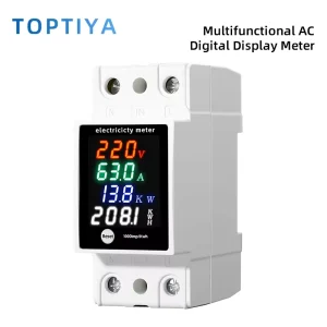 Single Phase DIN Rail Digital Energy Meter AC Voltage Current Power KWh Meter with LED Digital Display