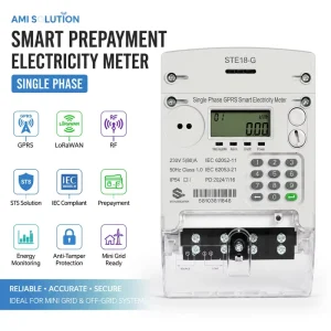 Single Phase Smart Prepaid Electricity Meter GPRS LoRaWAN STS IEC Compatible AMI LCD Display for Household Industrial Use