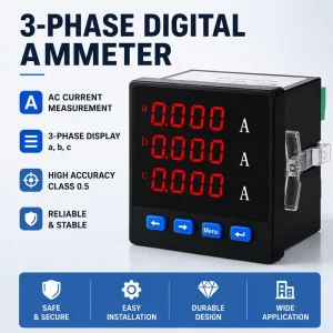 Single Three Phase Power Meter Current Voltage Measurement Power Measurement RS485 Interface Transformer Ratio Setting LCD