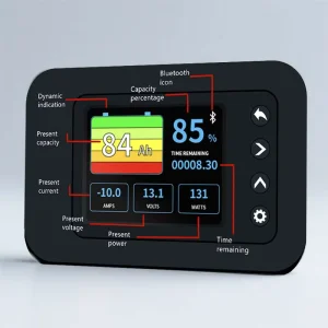 Smart 12V DC LiFePO4 Battery Monitor with Shunt, LCD Storage Display, WiFi