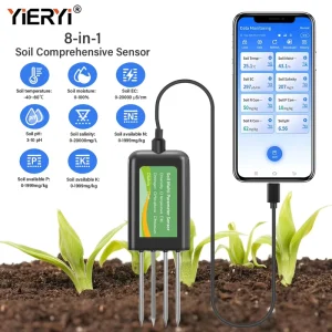 Smart 8 in 1 USB Soil NPK Sensor Real Time EC PH Moisture Temperature Salinity Analyzer for Precision Agriculture