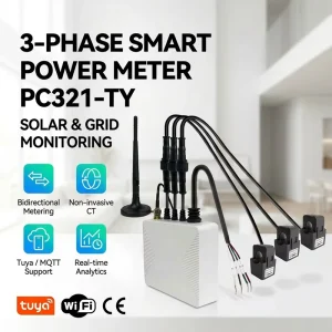 Smart Energy Meter Single/Three Phase WiFi Tuya Solar Inverter with 80-1000A Clamp Home Energy Management System