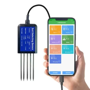 Smart Farming Digital Soil NPK EC PH Plant Hygrometer Moisture Probe Meter Sensor Connecting Mobile Phones 7 in 1 Soil Tester