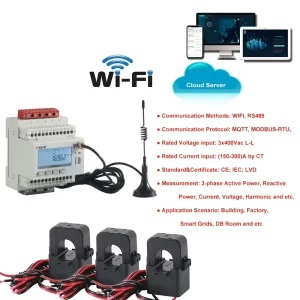 Smart Meter Wifi 3 Phase RS485 WIFI 4G Lora Wireless Energy Meter IOT Remotely with CT High Quality Class0.5 Din Rail