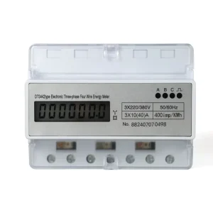 Smart Three Phase Energy Meter 40A Max Current LCD Display 0-99999.9kWh Range for Din Rail Sub metering Power Management System