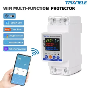 SmartLife TUYA WIFI 63A Circuit Breaker Over Under Voltage Protection Earth Leakage Protection Relay Switch Energy kWh Meter