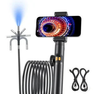 Snake Inspection Articulating Video Borescope 6 LED Lights IP67 Waterproof Android IOS Industrial Endoscope Camera 2X Zoom 70