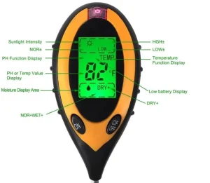 Soil Fertility Portable Tester Digital Soil Tester 4 in 1 pH Sunlight Moisture Temperature Meter
