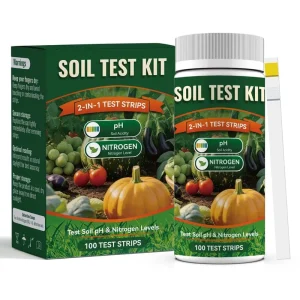 Soil pH & Nitrogen Test Strips (100 Count) 2-in-1 Soil Testing Kit for Vegetable Gardens Lawns Greenhouses & Farming