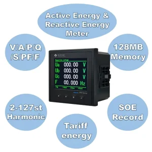 Space Saving High Harmonics Immune Class 0.2 Solar ESS Three Phase Multifunction Power Meter