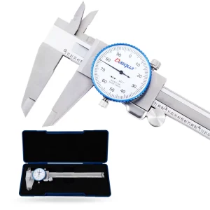 Stainless Steel Dial Caliper, 0-8 in, 0.001 in Graduation, Tungsten Carbide Measuring Faces, Locking Screw