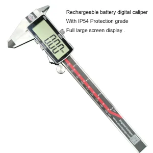 Stainless Steel Rechargeable Digital Vernier Caliper, Li Battery, IP54