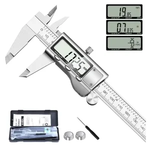Stainless Steel Vernier Caliper Digital Micrometer with Large LCD Screen Auto-Off Feature Inch Metric Conversion Measuring Tool