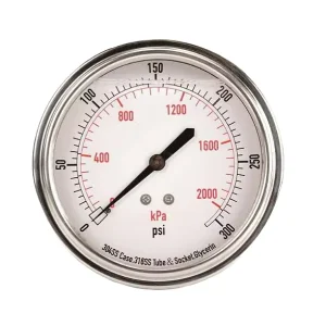 Supplier 4″ Dial Manometer Pressure Gauge, Brass Bourdon Tube, 300 PSI