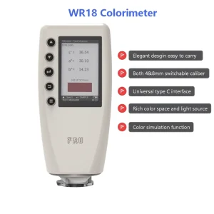 Switchable 4mm 8mm Caliber WR18 Color Meter Handheld Color Difference Analyzer for Vegetable Meat Color Checking Colorimeter
